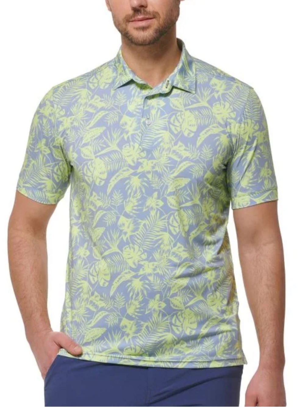 Mizzen+Main Light Green Floral Print Polo